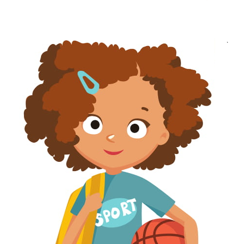Illustration d'une petite fille avec un ballon de basket
