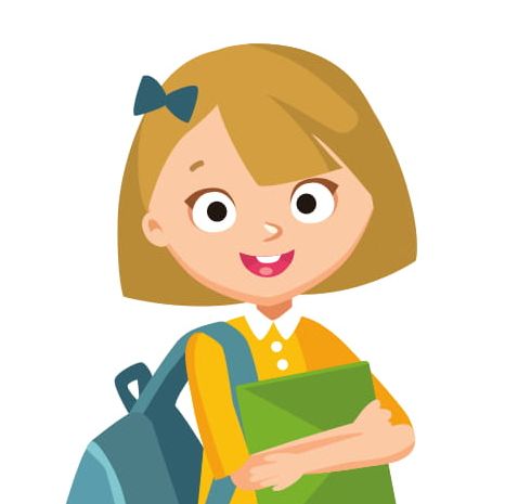 Illustration d'une jeune fille avec des livres de classe
